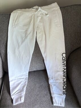 Calvin Klein Jeans White Logo Sweatpants